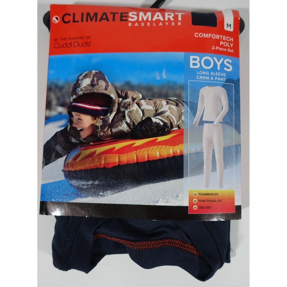 Cuddl Duds ClimateSmart Baselayer Set Boys Medium 8/10 Comfortech Polyester Navy